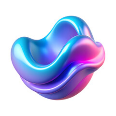 Poster - Abstract Iridescent Swirl Shape Fluid Form Modern Art Isolated Object on Transparent