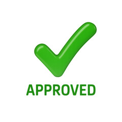 Poster - Green check mark and approved text isolated on transparent background
