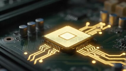 Poster - Microchip Installation on Circuit Board, Close-Up View