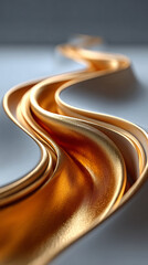 Poster - Soft golden curves flow smoothly on plain background, creating elegant and warm abstract design with gentle light reflections