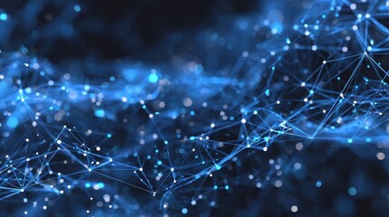 Poster - Abstract blue network connectivity background for tech and digital design.