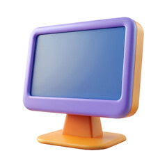 Fototapete - Retro style computer monitor with purple bezel and orange stand on transparent background