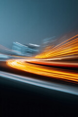 Poster - Abstract light trails create a dynamic, futuristic, and highspeed feeling. Great for backgrounds, tech concepts, or visualizing innovation and progress.