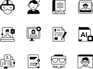 Fototapete - Collection of hand drawn icons representing education technology and digital learning