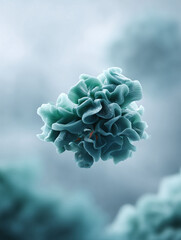 Poster - Abstract, organic form, evocative of nature or science. Dreamy teal hues create a sense of calm and mystery. Ideal for conceptual design, health, and technology projects.