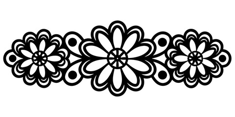 Poster - Elegant black and white floral border design adds sophisticated flair to invitations, crafts, and decorative projects