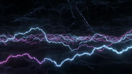 Poster - Abstract Glowing Energy Waves in Dark Cosmic Landscape