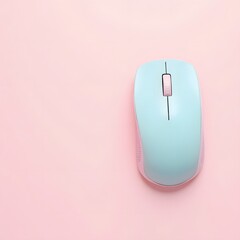 Fototapete - Red background highlights a computer mouse, a key technology device with buttons and a scroll wheel for office and PC work