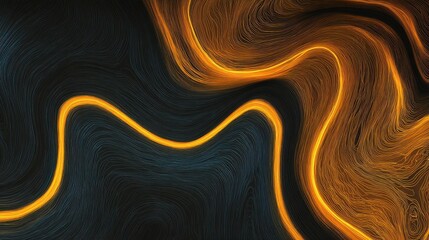 Poster - Dark noise texture with abstract yellow flow wave for dynamic wallpaper design concept