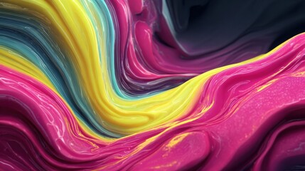 Poster - Colorful abstract 3D waves of fluid neon liquid.