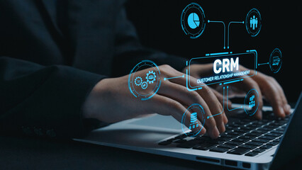 Poster - CRM platforms improve customer relationships through data analysis, CRM communication tools, and automation. CRM systems support customer management, tracking, and CRM relationship success. Elide