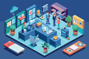 Poster - Modern office space with professionals collaborating during a meeting in a creative environment