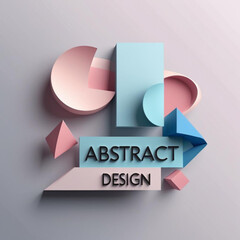 Aufkleber - Geometric composition featuring pastel colored shapes including circles, rectangles, pyramids and text design