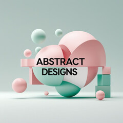 Aufkleber - Pastel geometric composition with spheres and cubes creating an interesting visual arrangement design style