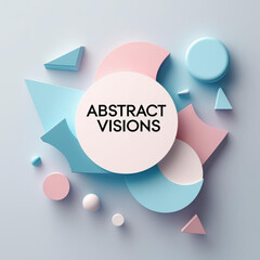 Aufkleber - Floating geometric shapes in pastel hues create a modern and visually appealing composition design style