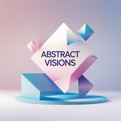 Aufkleber - Geometric composition with floating shapes and pastel colors creating a modern art style with gradients