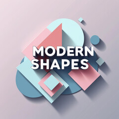 Aufkleber - Composition of geometric figures in pastel colors with shadows creating a three dimensional appearance effect