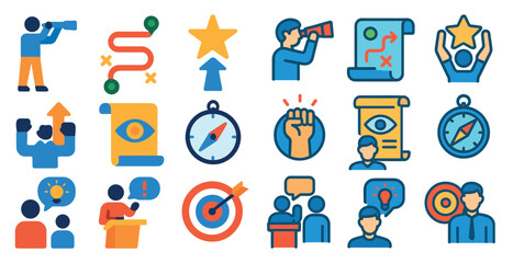 Poster - Collection of icons that represent various aspects of life, such as success, teamwork, and leadership