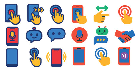 Aufkleber - collection of icons for various devices and apps, including a phone, tablet, and computer. the icons