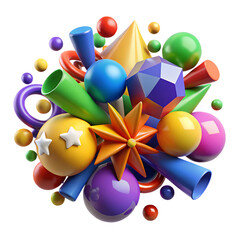 Leinwandbilder - Colorful abstract geometric shapes rendering background design wallpaper art on transparent background