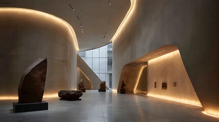 Poster - Sleek contemporary futuristic mall interior showcasing innovative architecture and design excellence