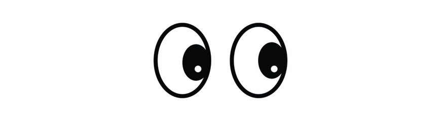 Eyes looking to one side. Sideways glance vector icon. Two eyes emoji. Cartoon eyes looking