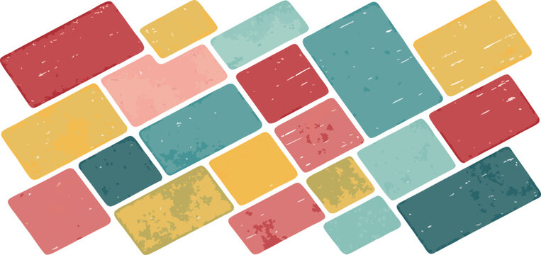 Colorful Hand-Drawn Geometric Rectangle Pattern Background in Red,Blue,Yellow,Pink and Olive Green,Colorful square and rectangle text boxes,Vibrant Assortment of Colorful Geometric Shapes Hand Drawn,A