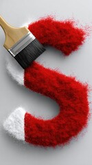 Poster - Brush strokes of red paint form an elegant S symbol against a clean white background, showcasing a striking minimalist design