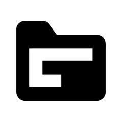 Fototapete - Vector art of a black and white graphic icon representing a digital folder used for organizing files and data on a computer
