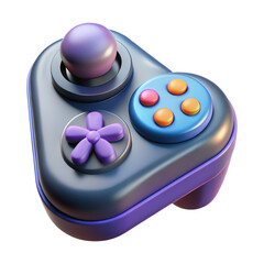 Poster - Stylized 3d rendered video game controller with purple and blue accents isolated on transparent background