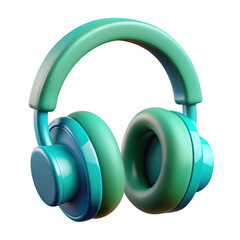 Poster - 3d rendered teal and blue headphones isolated on transparent background