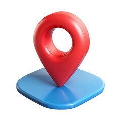 Poster - 3d rendered red map pin on blue base isolated on transparent background
