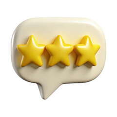 Poster - 3d rendered three yellow stars on a speech bubble isolated on transparent background