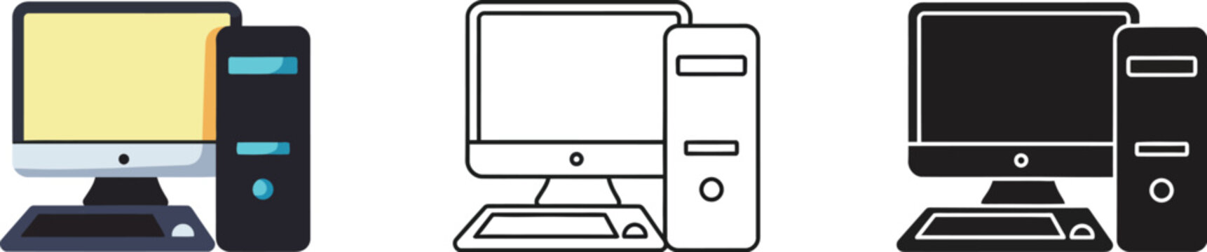 Computer Icons Set in Different Styles