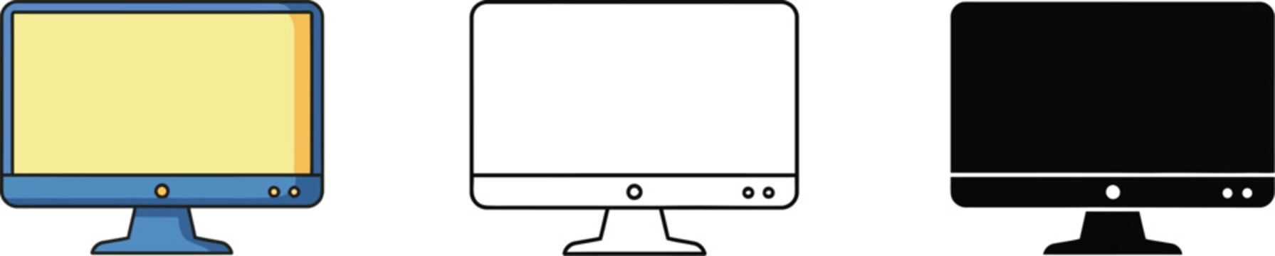 Computer Monitor Icons in Different Styles
