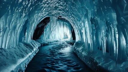 Wall Mural - ice cave with stream