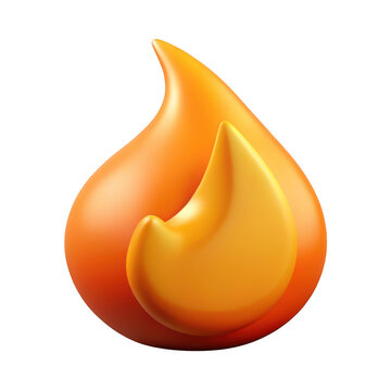 3d rendered stylized flame icon isolated on transparent background