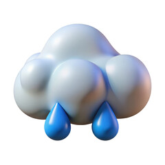 Poster - 3d rendered cute rainy cloud icon isolated on transparent background