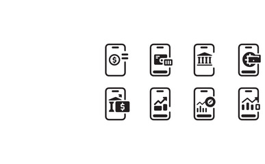 Fototapete - Mobile phone icon set: web, symbol, vector, internet, computer, sign, business, media, button, video, technology, illustration, website, design, communication, music, camera, mail icons
