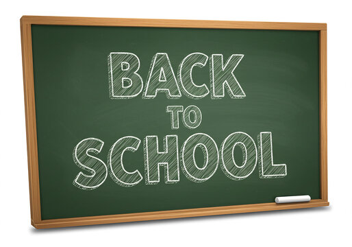 Back to school written on a green chalkboard.