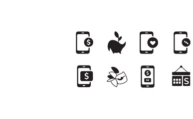 Fototapete - Mobile phone and headphone vector icon set for web, business, and media design