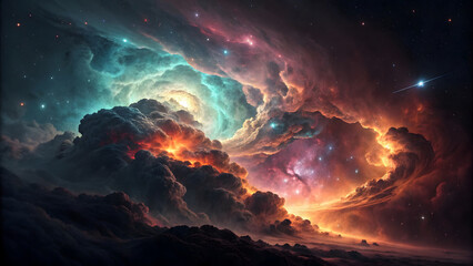 Dramatic awe-inspiring ethereal celestial nebula cosmic clouds