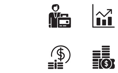 Fototapete - Security and business vector icon set: web design, internet, computer, car, phone, music, money, microphone, finance, and search symbols