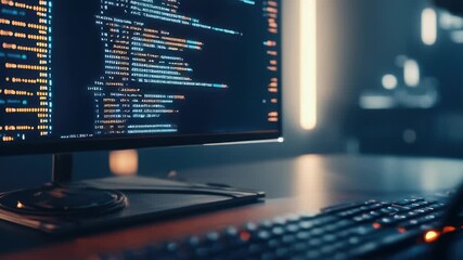 Poster - A computer monitor placed on a wooden desk