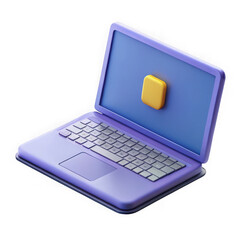Aufkleber - Purple laptop with yellow icon isolated on transparent background
