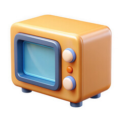 Aufkleber - Retro orange microwave oven with blue accents isolated on transparent background