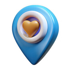 Aufkleber - Blue location pin with golden heart isolated on transparent background