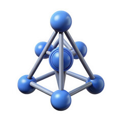 Poster - Abstract geometric molecular structure with blue spheres and grey rods isolated on transparent background