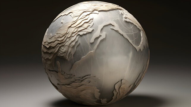 Abstract earth globe world map sculpture design artistic rendering concept