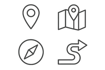 Poster - Navigation line icon set. GPS, map, location pin, direction, journey route, compass. Vector travel and tourism symbols for web, mobile app. Editable stroke outline.